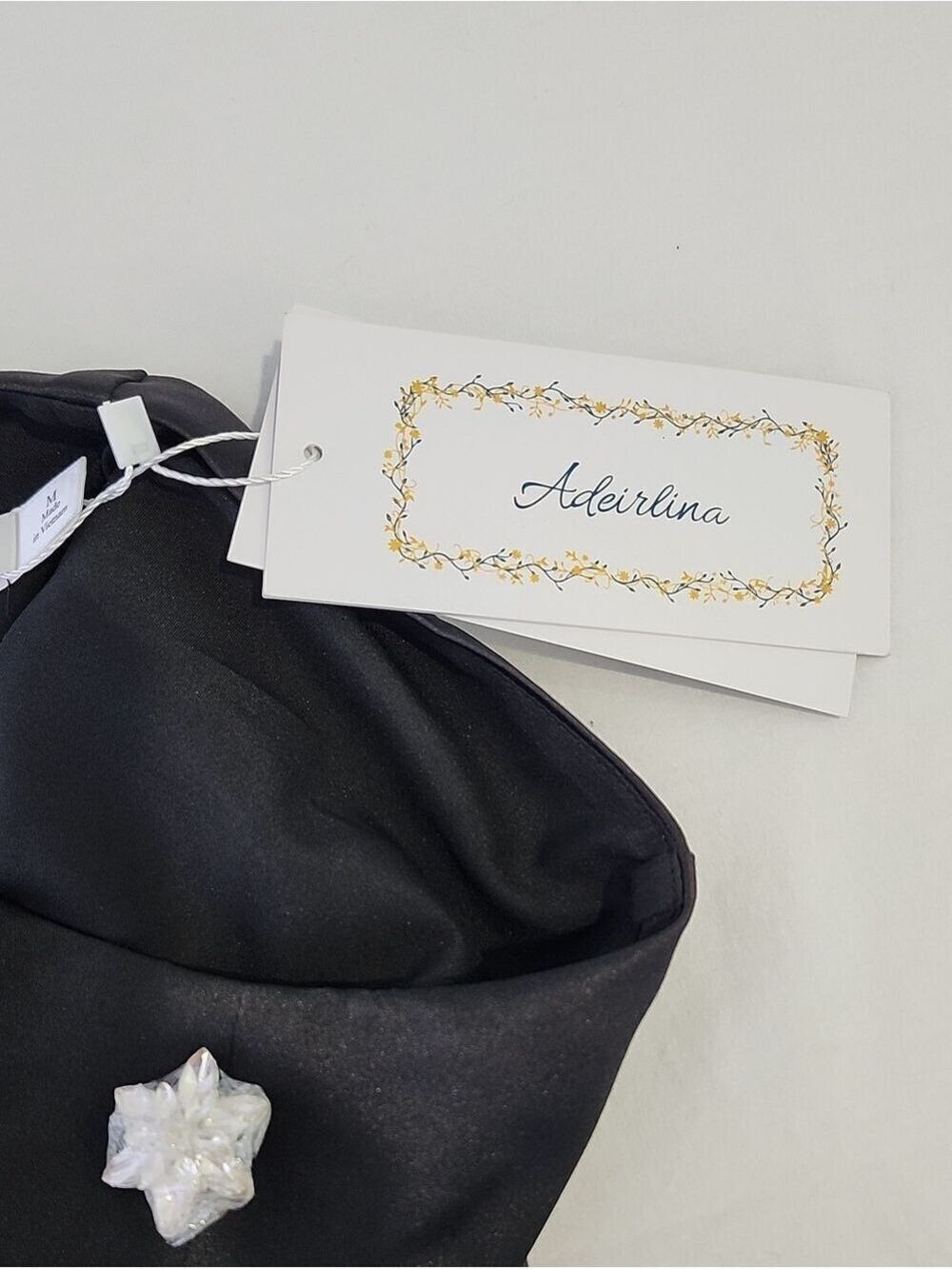 Adeirlina Black Satin Jeweled Peplum Corset Top Decorative Crystal Size Med NWT - Picture 4 of 9